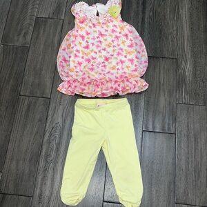 Nannette baby Capri leggings with sleeveless butterfly sheer like bubble top